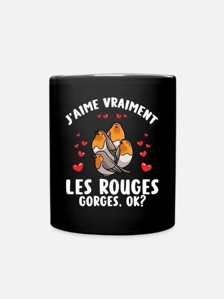 Robin Familiar Humor Bird - Full Colour Mug - black