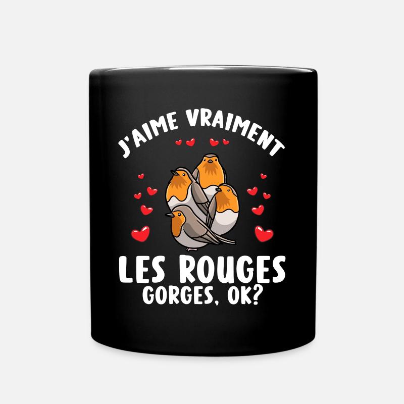 Robin Familiar Humor Bird - Full Colour Mug - black