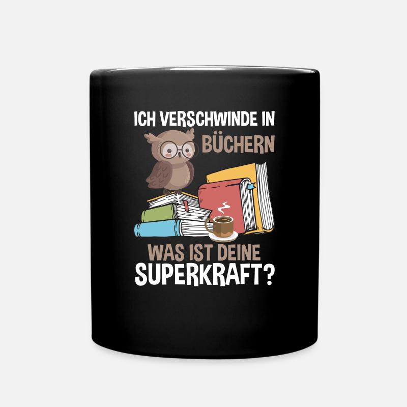 Ich Verschwinde In Büchern - Tasse einfarbig - Schwarz