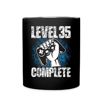Level 35 Complete Birthday Gift 35 Years - Full Colour Mug - black - Front