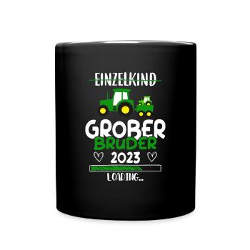 Großer Bruder 2023 Traktor - Tasse einfarbig - Schwarz - Vorne