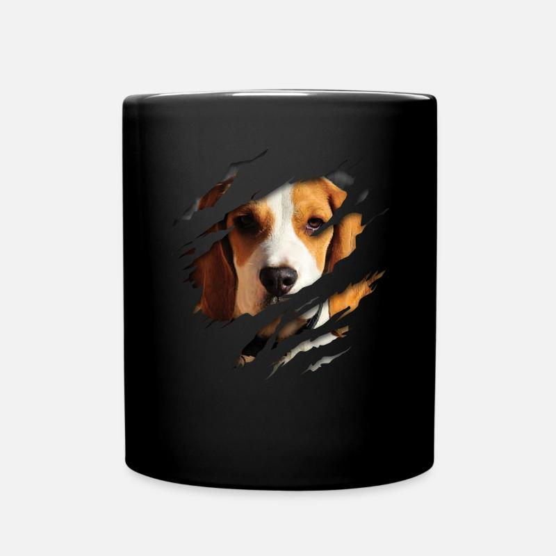 Beagle Hund Gesicht Hunde Riss zerrissen - Tasse einfarbig - Schwarz