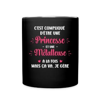 C est compliqué princesse et métalleuse - Mug uni - noir - Devant