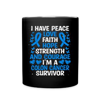 Cancer Survivor Love Colon Cancer Awareness - Tasse einfarbig - Schwarz - Vorne