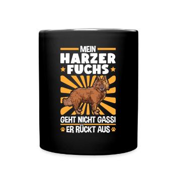 Harzer Fuchs Gassi gehen Altdeutscher Hütefuchs - Tasse einfarbig - Schwarz - Vorne