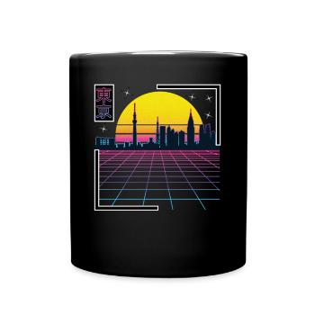 Tokyo Retro Vaporwave Streetwear Design - Full Colour Mug - black - Front