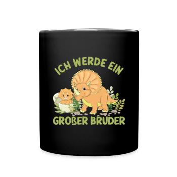 Dinosaurier Triceratops Bruder Spruch Geburtstag - Tasse einfarbig - Schwarz - Vorne