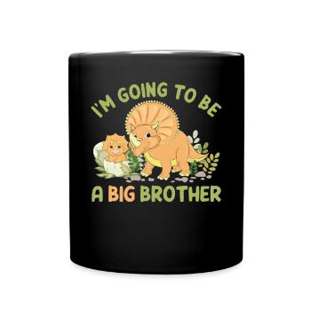 Triceratops Dino « Je vais être un grand frère » - Mug uni - noir - Devant