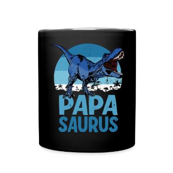 Papa Saurus Dadsaurus Dinosaur Family - Full Colour Mug - black - Front