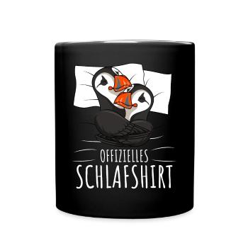 Official Sleeping Shirt Puffin Puffin Puffin - Full Colour Mug - black - Front