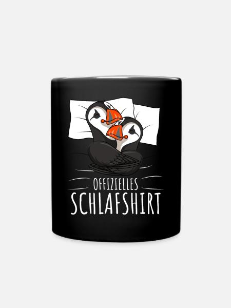 Official Sleeping Shirt Puffin Puffin Puffin - Full Colour Mug - black