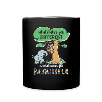 autism awareness month puzzel different elefant - Tasse einfarbig - Schwarz - Vorne