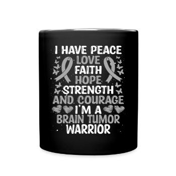 Brain Tumor Warrior Glioblastoma Awareness Ribbon - Full Colour Mug - black - Front