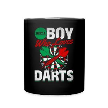 Dartspiel Dartspieler Junge Ich bin nur ein Junge, - Tasse einfarbig - Schwarz - Vorne