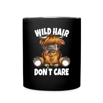 Schottische Hochlandkuh Kühe Wild Hair don't Care - Tasse einfarbig - Schwarz - Vorne
