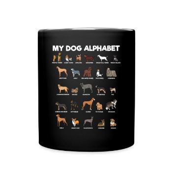 Mein Hundealphabet ABC Hunde Buchstaben - Tasse einfarbig - Schwarz - Vorne