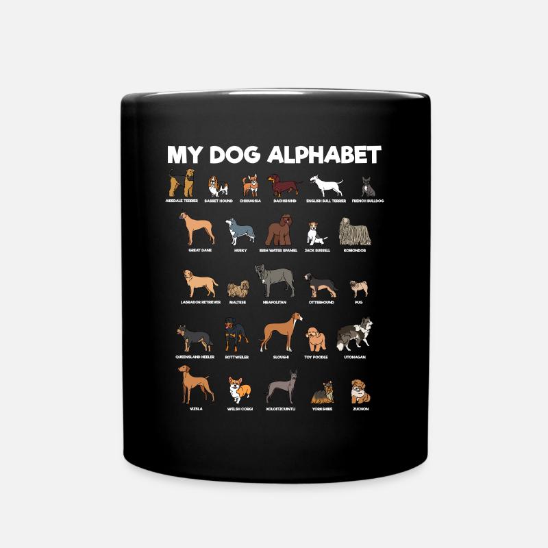 Mein Hundealphabet ABC Hunde Buchstaben - Tasse einfarbig - Schwarz