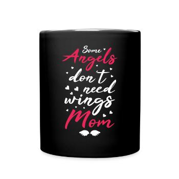 Angel Mom - Tasse einfarbig - Schwarz - Vorne