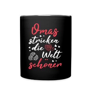 Omas stricken die Welt schöner - Tasse einfarbig - Schwarz - Vorne