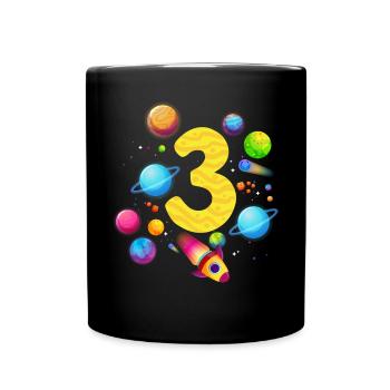 3rd Birthday Boys 3 Years Planet Birthday - Full Colour Mug - black - Front
