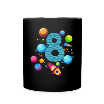 8th Birthday Boys 8 Years Planet Birthday - Full Colour Mug - black - Front