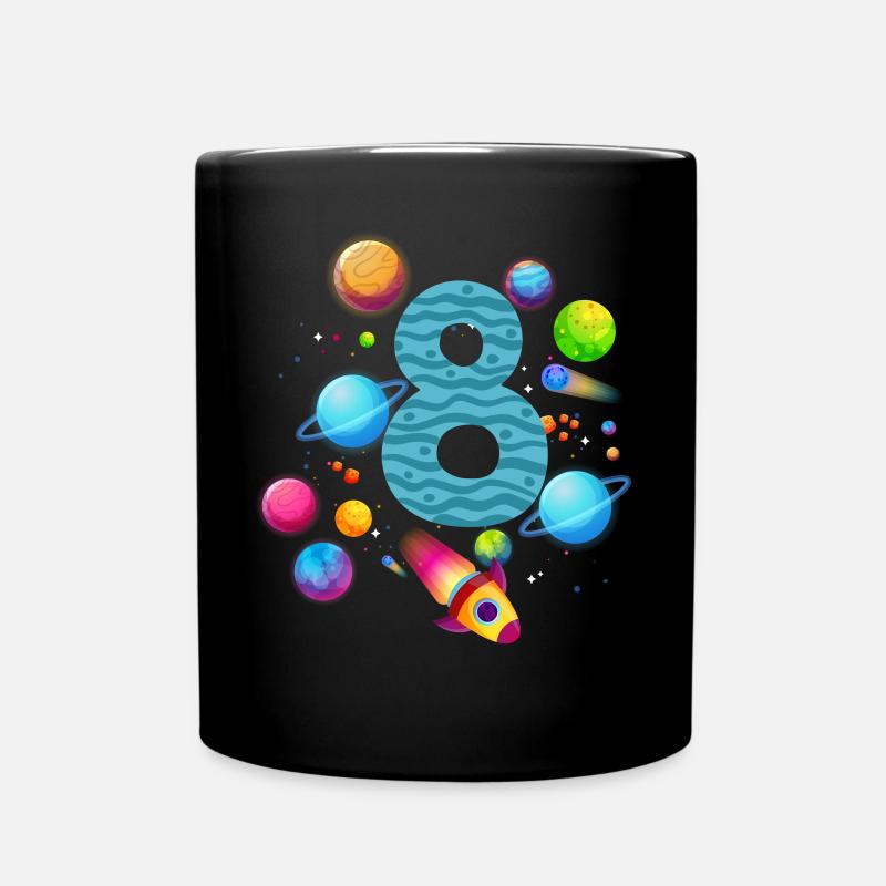 8. Geburtstag Jungen 8 Jahre Planeten Geburtstag - Tasse einfarbig - Schwarz