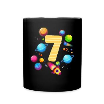 7th Birthday Boys 7 Years Planet Birthday - Full Colour Mug - black - Front