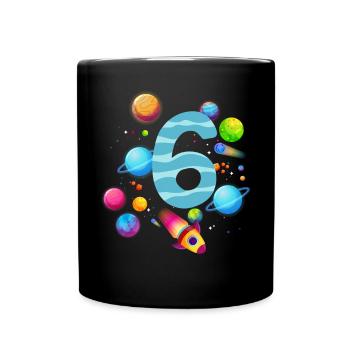 6th Birthday Boys 6 Years Planet Birthday - Full Colour Mug - black - Front