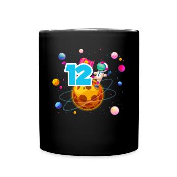 12th Birthday Boys 12 Years Planet Birthday - Full Colour Mug - black - Front