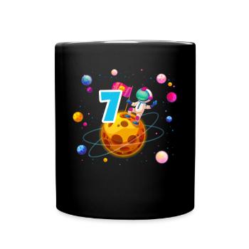 7th Birthday Boys 7 Years Planet Birthday - Full Colour Mug - black - Front