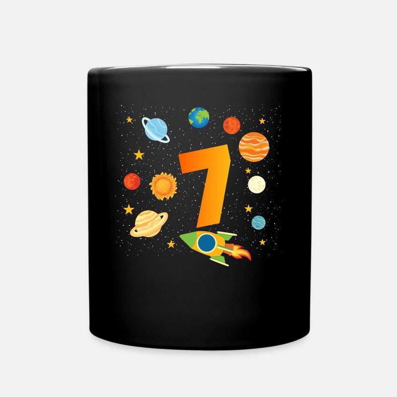 7. Geburtstag Jungen 7 Jahre Planeten Geburtstag - Tasse einfarbig - Schwarz