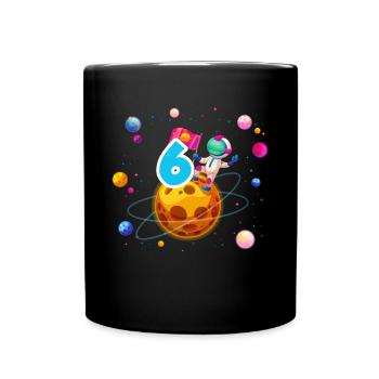 6th Birthday Boys 6 Years Planet Birthday - Full Colour Mug - black - Front