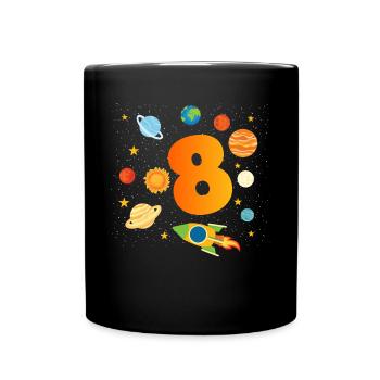 8th Birthday Boys 8 Years Planet Birthday - Full Colour Mug - black - Front