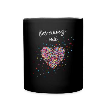 Betreuung mit Herz Herz für Pflegekräfte - Tasse einfarbig - Schwarz - Vorne