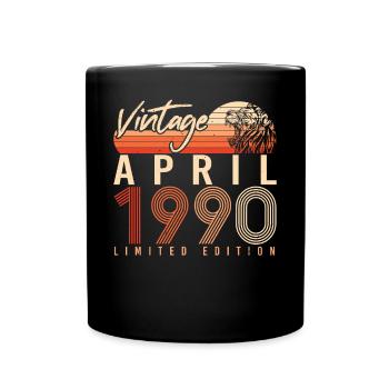 Date de naissance 1990 Avril - Mug uni - noir - Devant