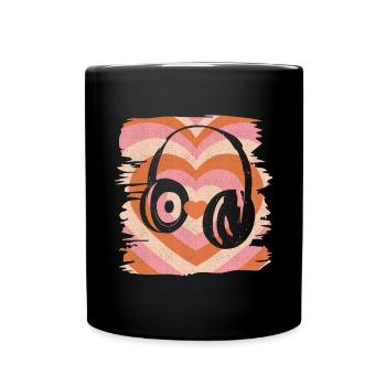 Headphones Retro Music - Full Colour Mug - black - Front