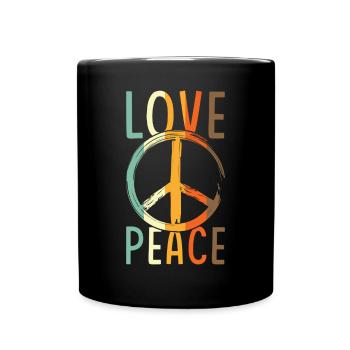 Love Peace Friedenszeichen - Tasse einfarbig - Schwarz - Vorne