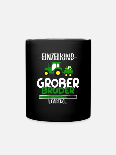 Einzelkind Großer Bruder Loading Traktor - Tasse einfarbig - Schwarz