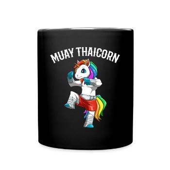 Muay Thai Unicorn - Thaiboxen und Kickboxen - Tasse einfarbig - Schwarz - Vorne