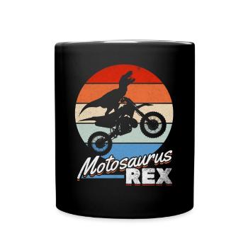 Dirtbike Dino Motocross Dinosaur MotoSaurus Rex - Full Colour Mug - black - Front