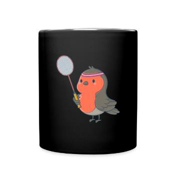 Badminton und Federball Spieler Vogel - Tasse einfarbig - Schwarz - Vorne