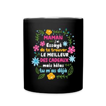 Maman Cadeau Fête Des Mères 2022 Humour Fleur - Mug uni - noir - Devant