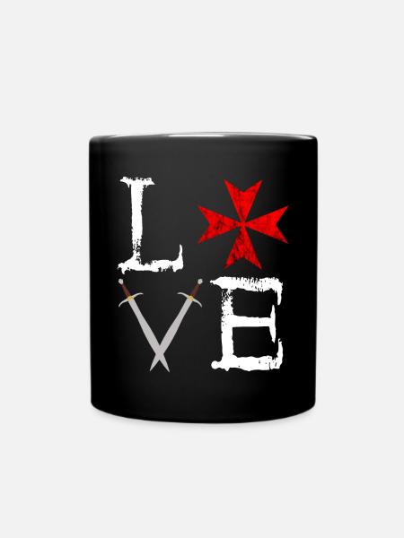 Ritterorden Johanniterorden Deus Vult Tempel Ritte - Tasse einfarbig - Schwarz