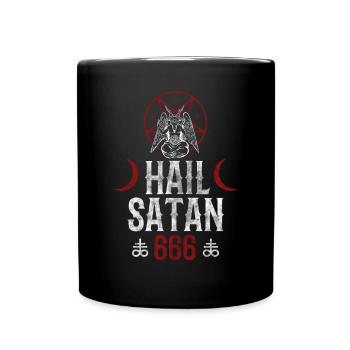 666 Hail Satan - Böse Ziege Baphomet Goth - Tasse einfarbig - Schwarz - Vorne