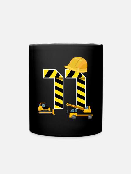11. Geburtstag Bagger Baustelle Bauarbeiter - Tasse einfarbig - Schwarz
