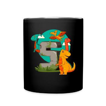 5th Birthday 5 Years Dino Dinosaur Fan - Full Colour Mug - black - Front