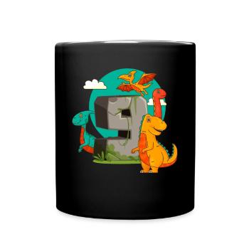 9th Birthday 9 Years Dino Dinosaur Fan - Full Colour Mug - black - Front