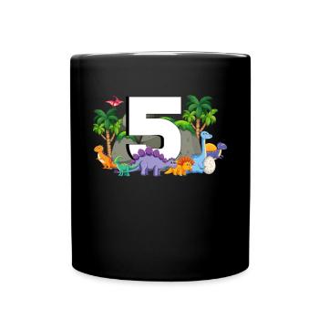 5th Birthday 5 Years Dino Dinosaur Fan - Full Colour Mug - black - Front