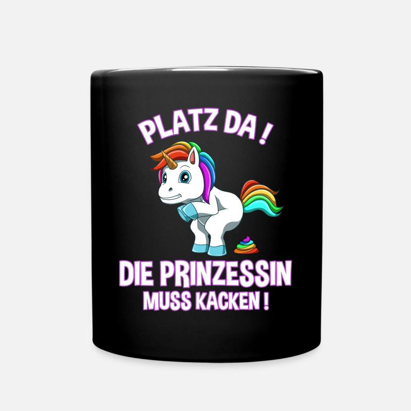 Ich muss kacken - Prinzessin Einhorn Kacken - Tasse einfarbig - Schwarz
