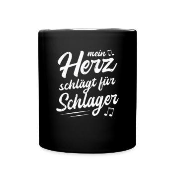 Mein Herz Schlägt Für Schlager Volksmusik Gaudi - Tasse einfarbig - Schwarz - Vorne